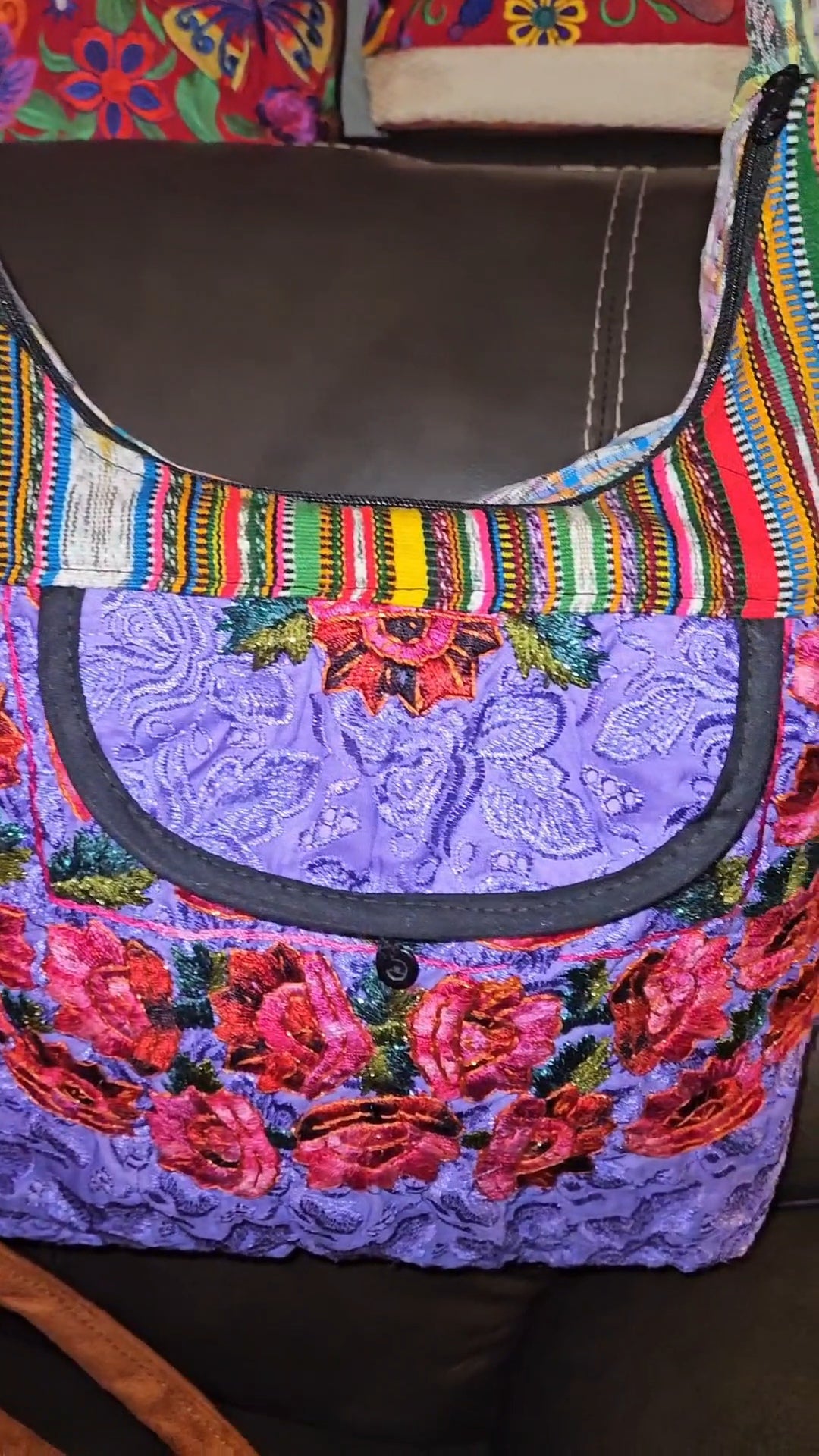 Handmade Floral Embroidered Hobo Bag