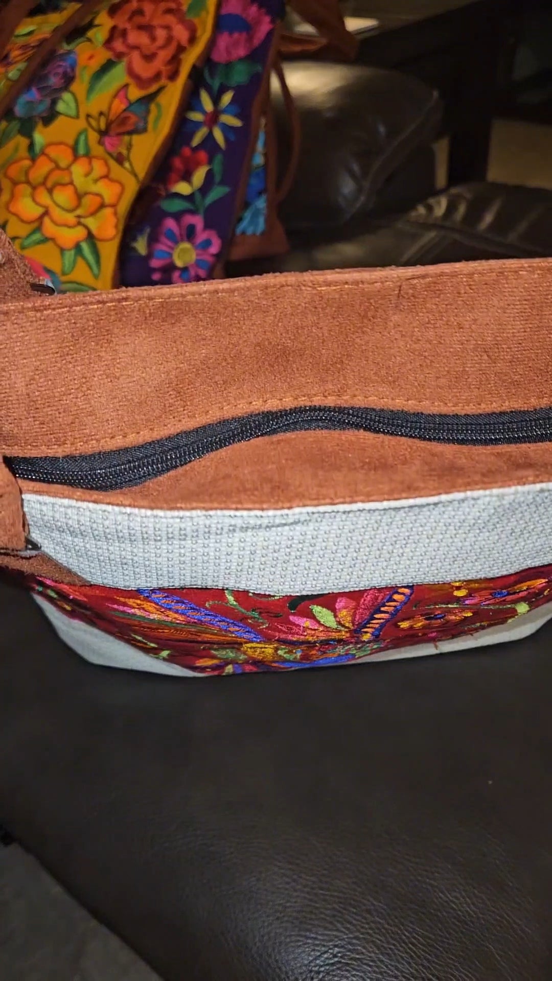 Embroidered Hummingbird Tote Purse