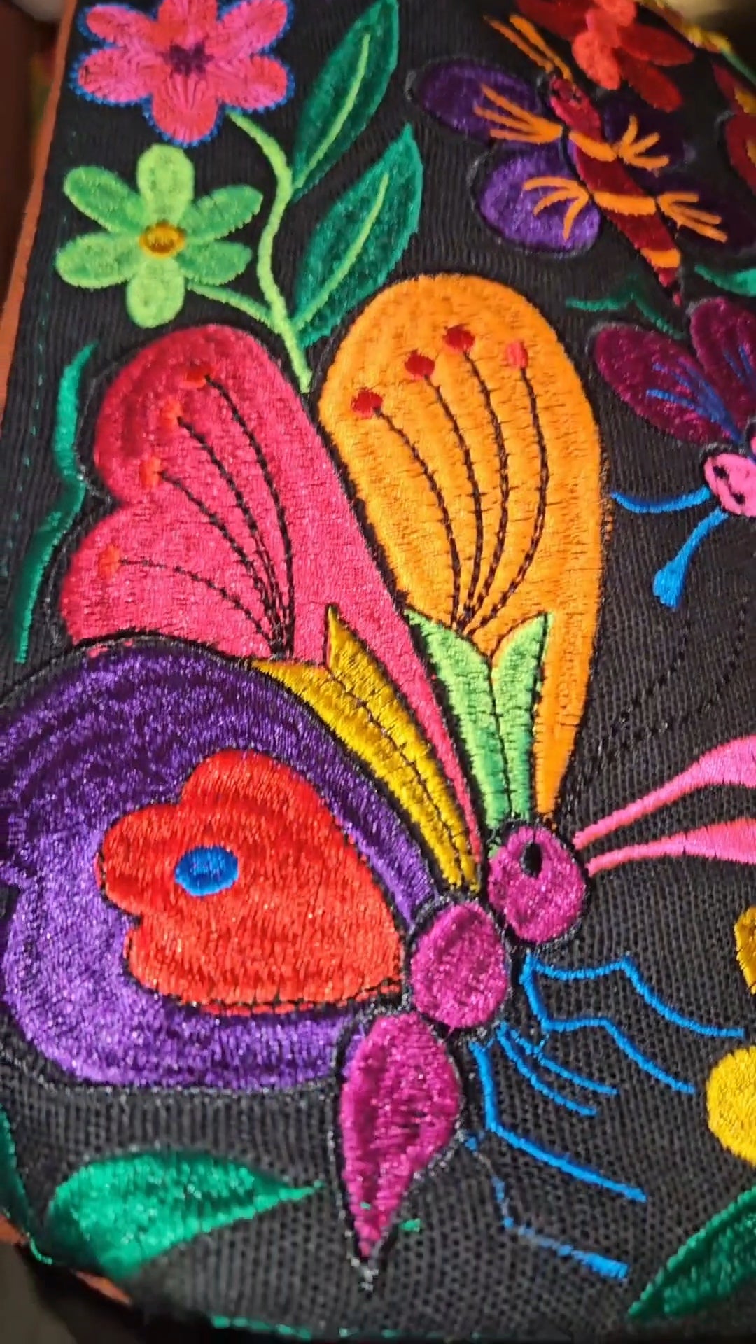 Large Embroidered Butterfly Tote Purse