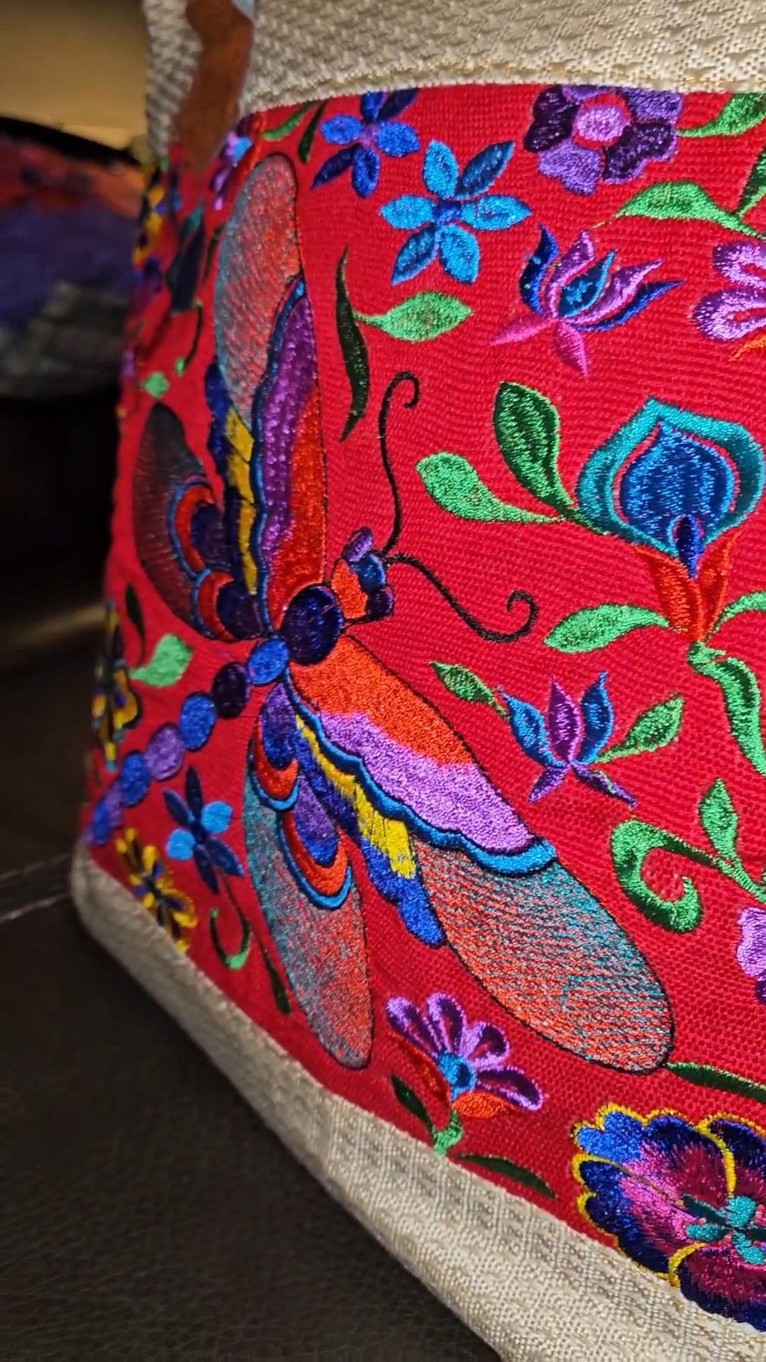 Embroidered Dragonfly Tote Purse