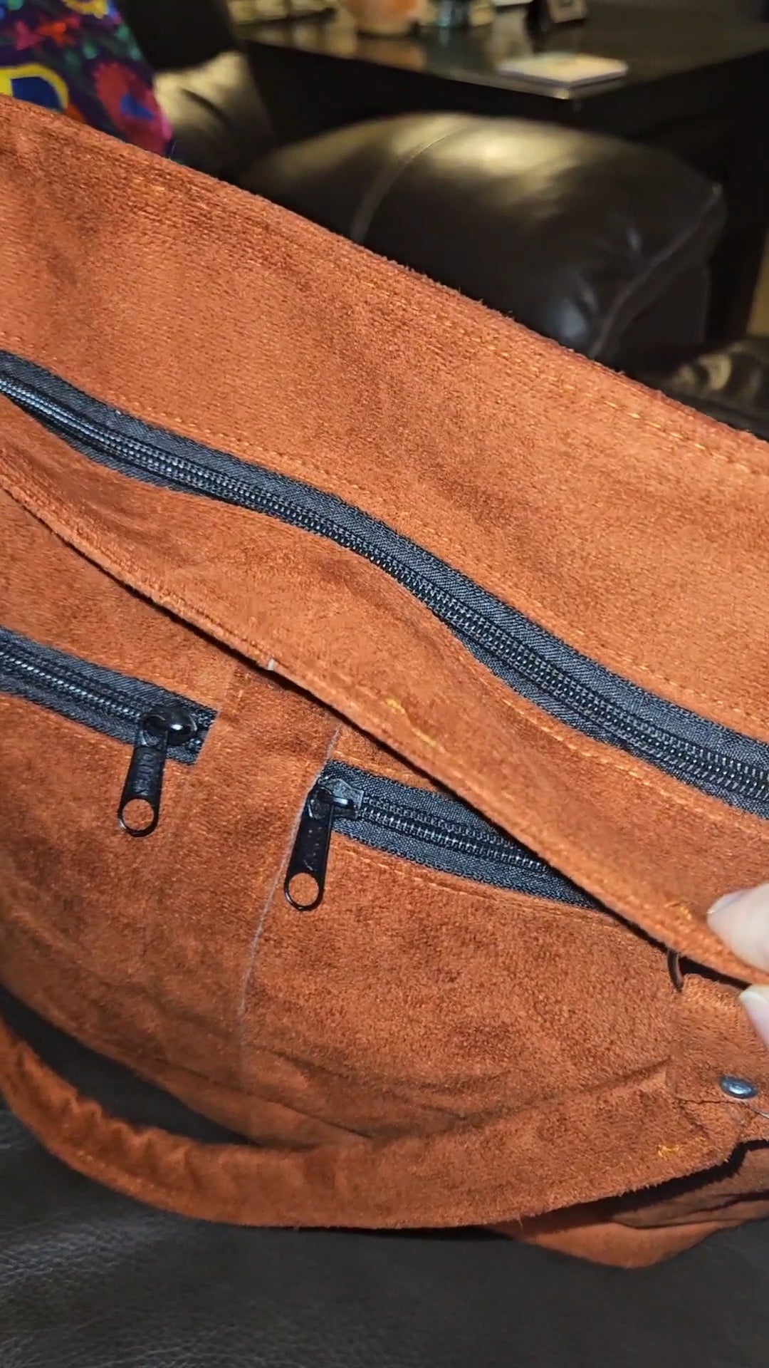 Handmade Embroidered Floral Suede Tote