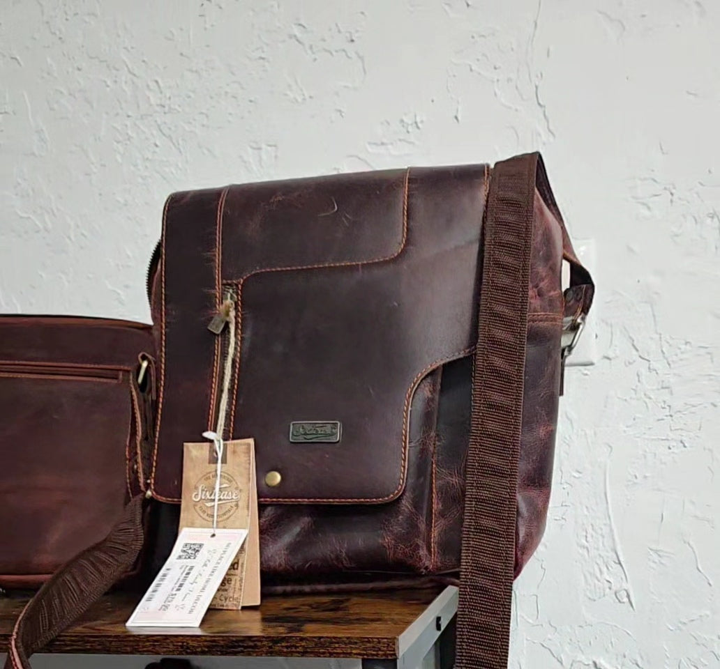 Bentlee - Genuine Leather Laptop Shoulder/Crossbody Bag