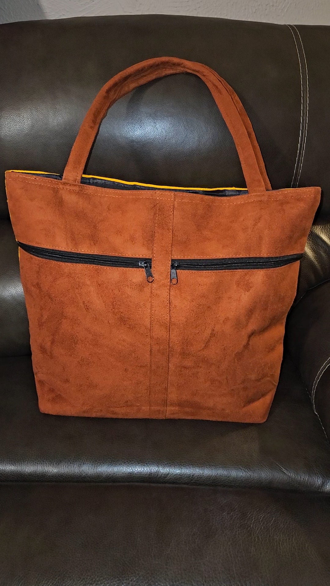 Embroidered Owl Suede Purse Tote Bag