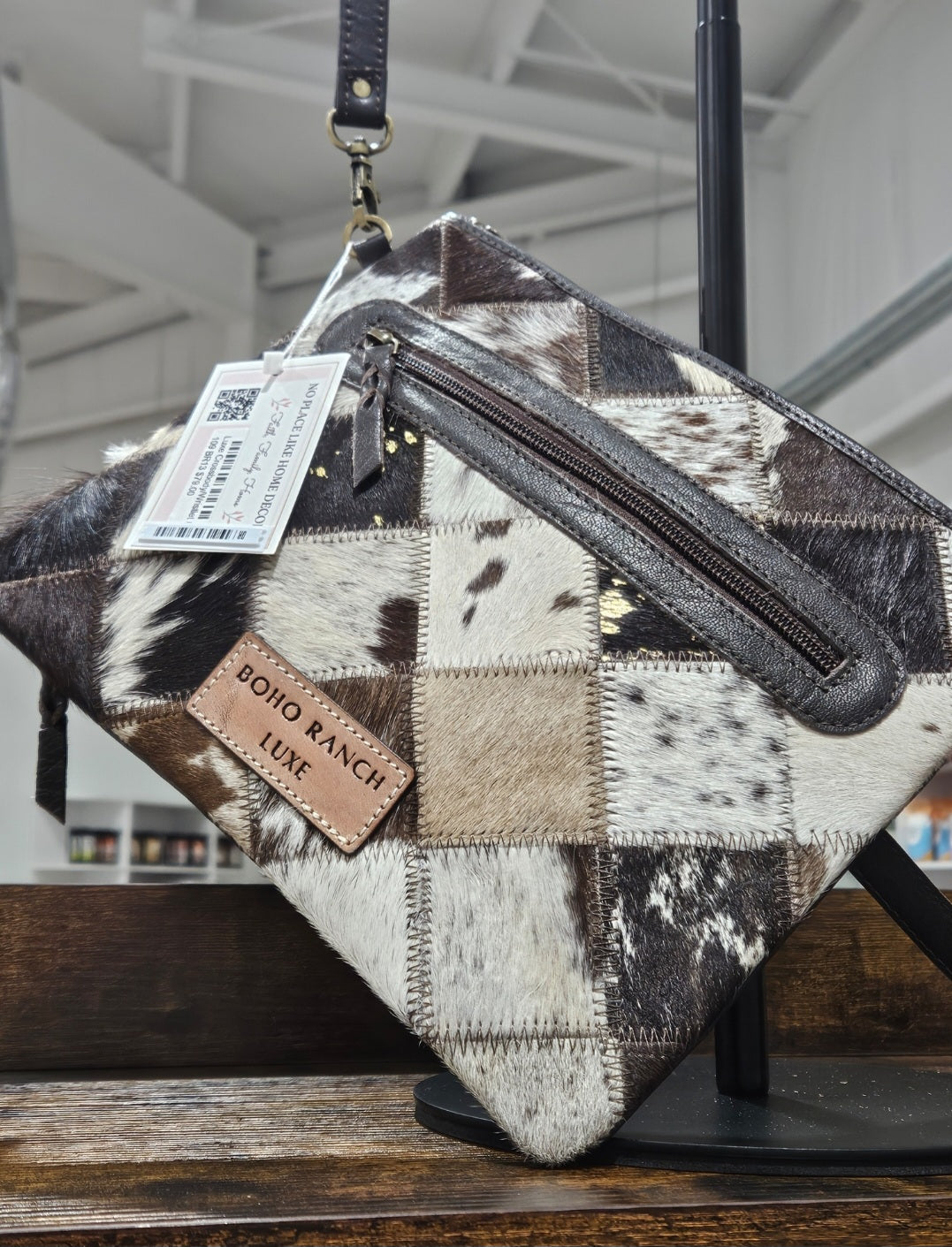 Boho Luxe Crossbody Leather Cowhide Wristlet