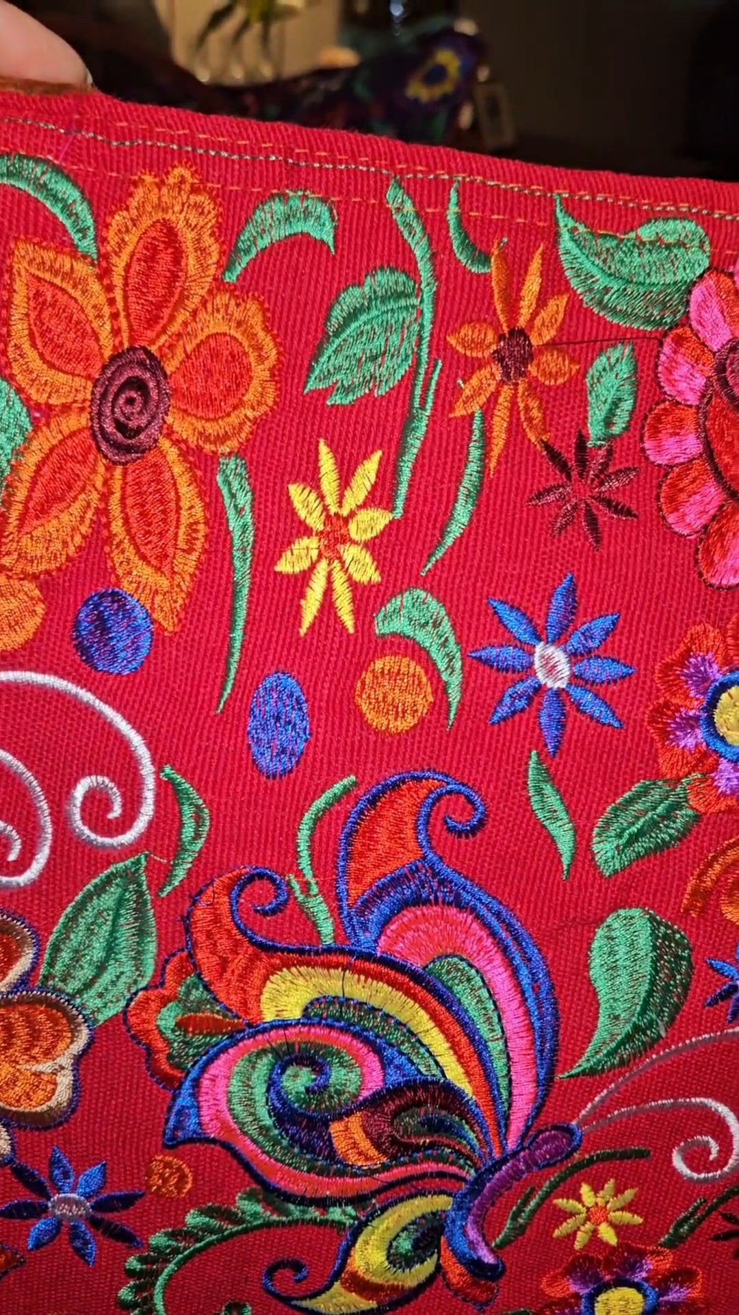 Large Embroidered Butterfly Tote Purse