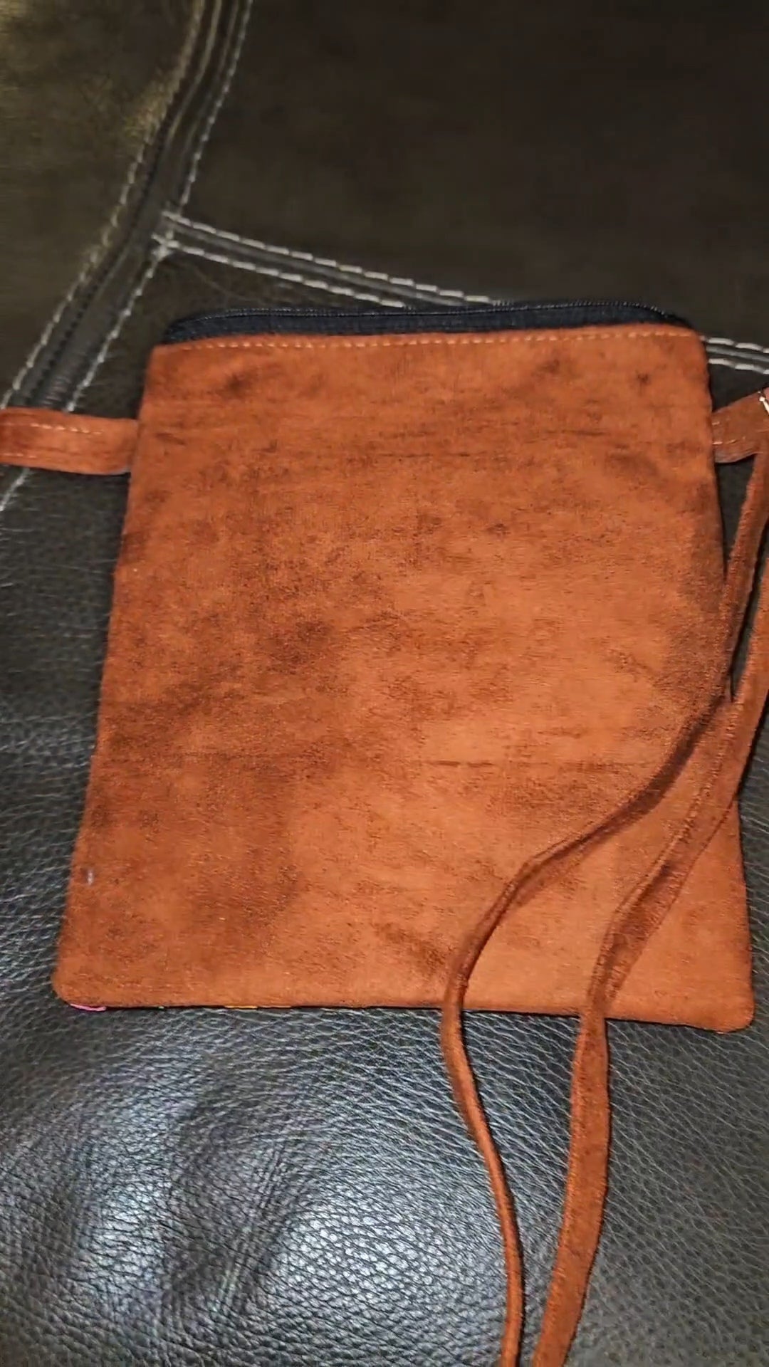 Embroidered Parrot Leather Crossbody Purse