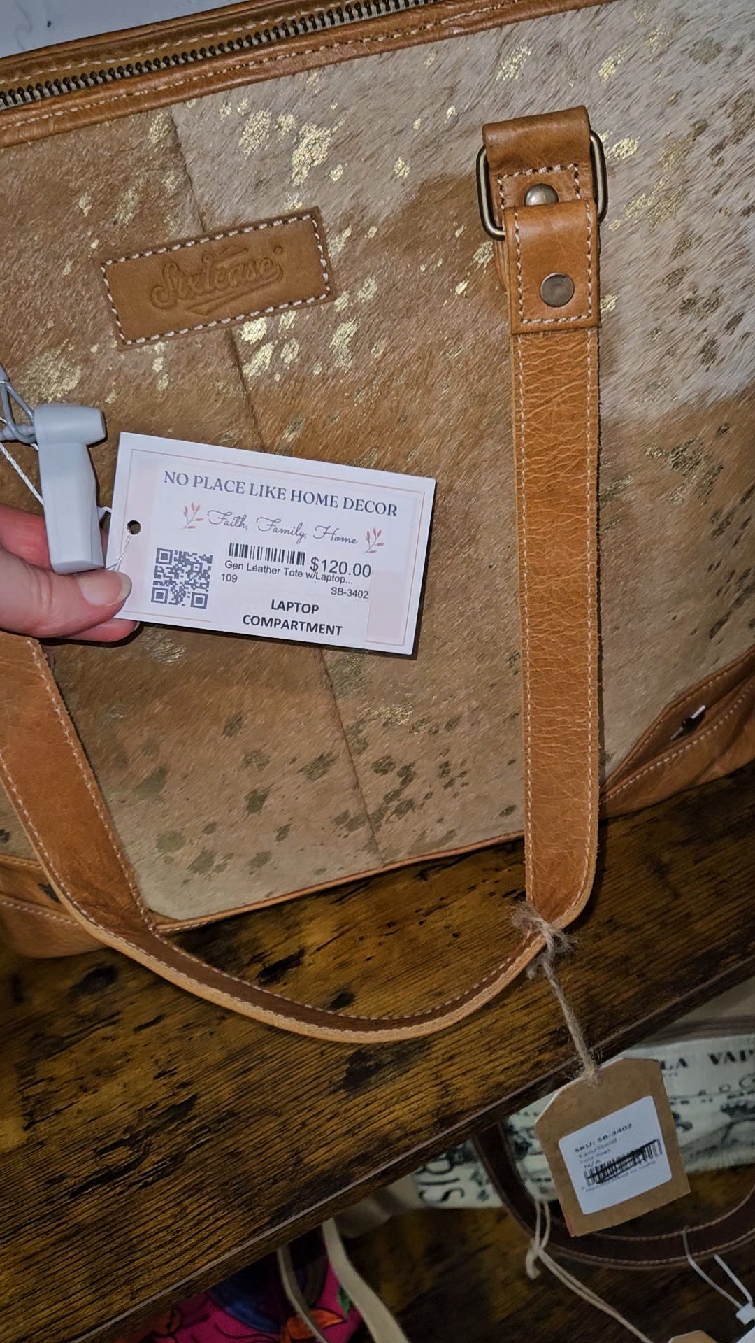 Genuine Leather Tote w/Laptop Compartment