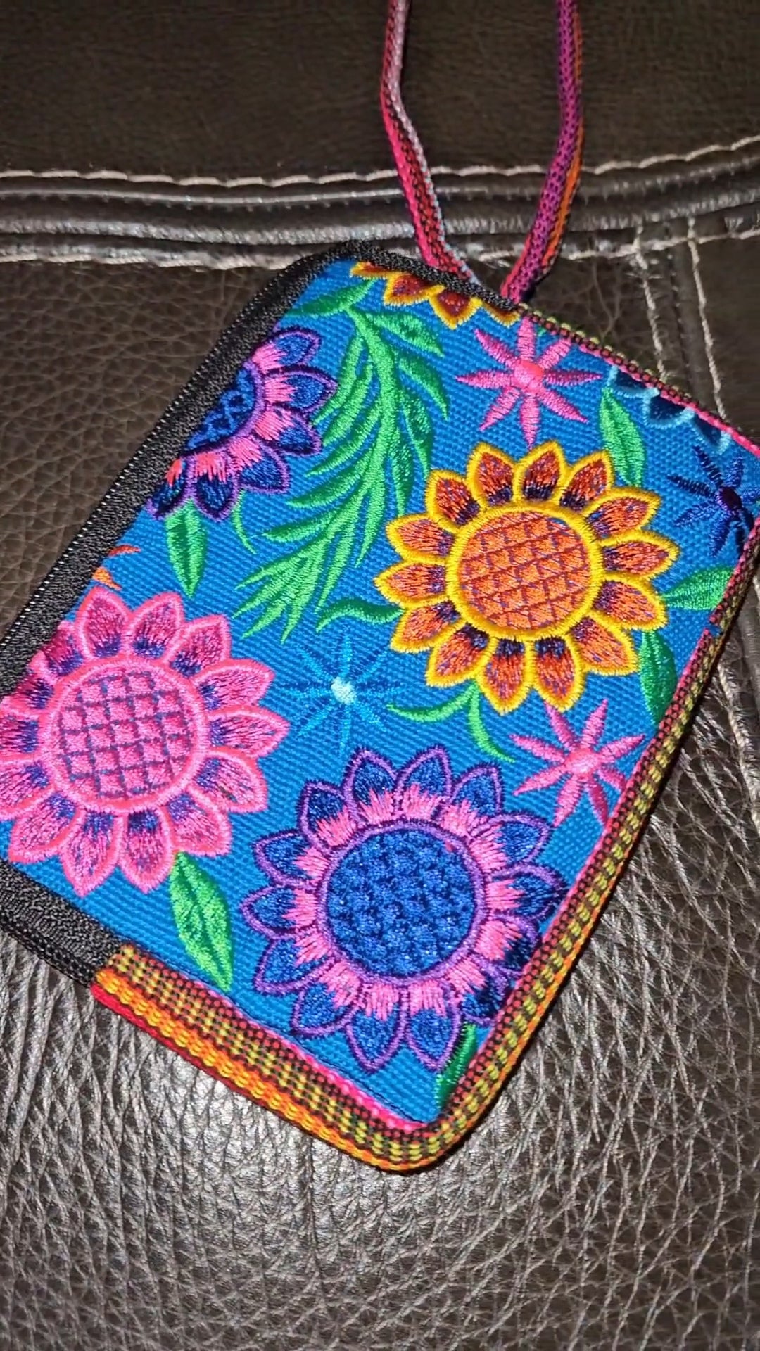 Embroidered Coin Purse Wristlet
