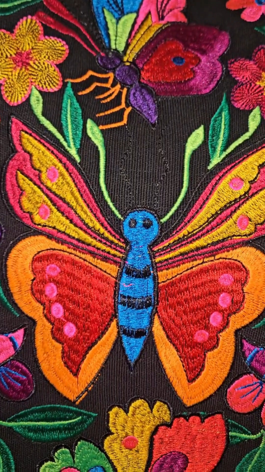 Large Embroidered Butterfly Tote Purse