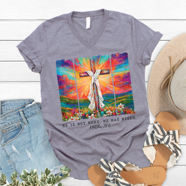 He is Not Here V-Neck Tee