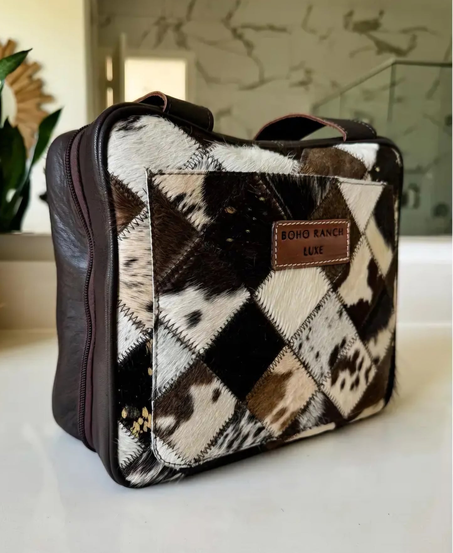 Boho Luxe Travel Hanging Bag Genuine Hairon Leather