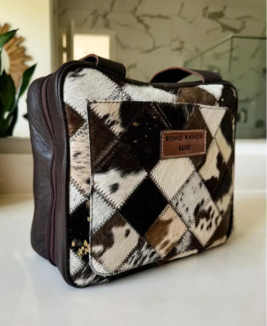 Boho Luxe Travel Hanging Bag Genuine Hairon Leather