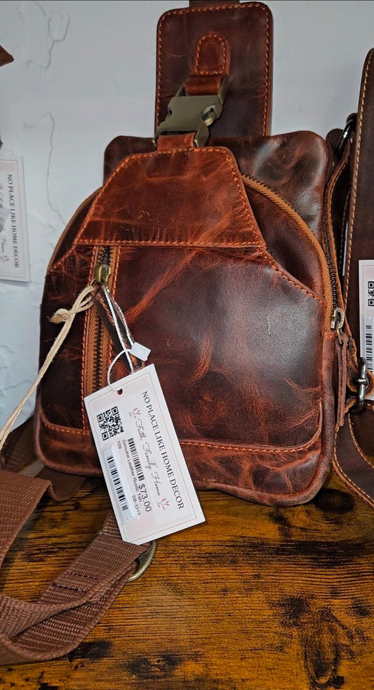 Genuine Leather Rustic Tan Sling