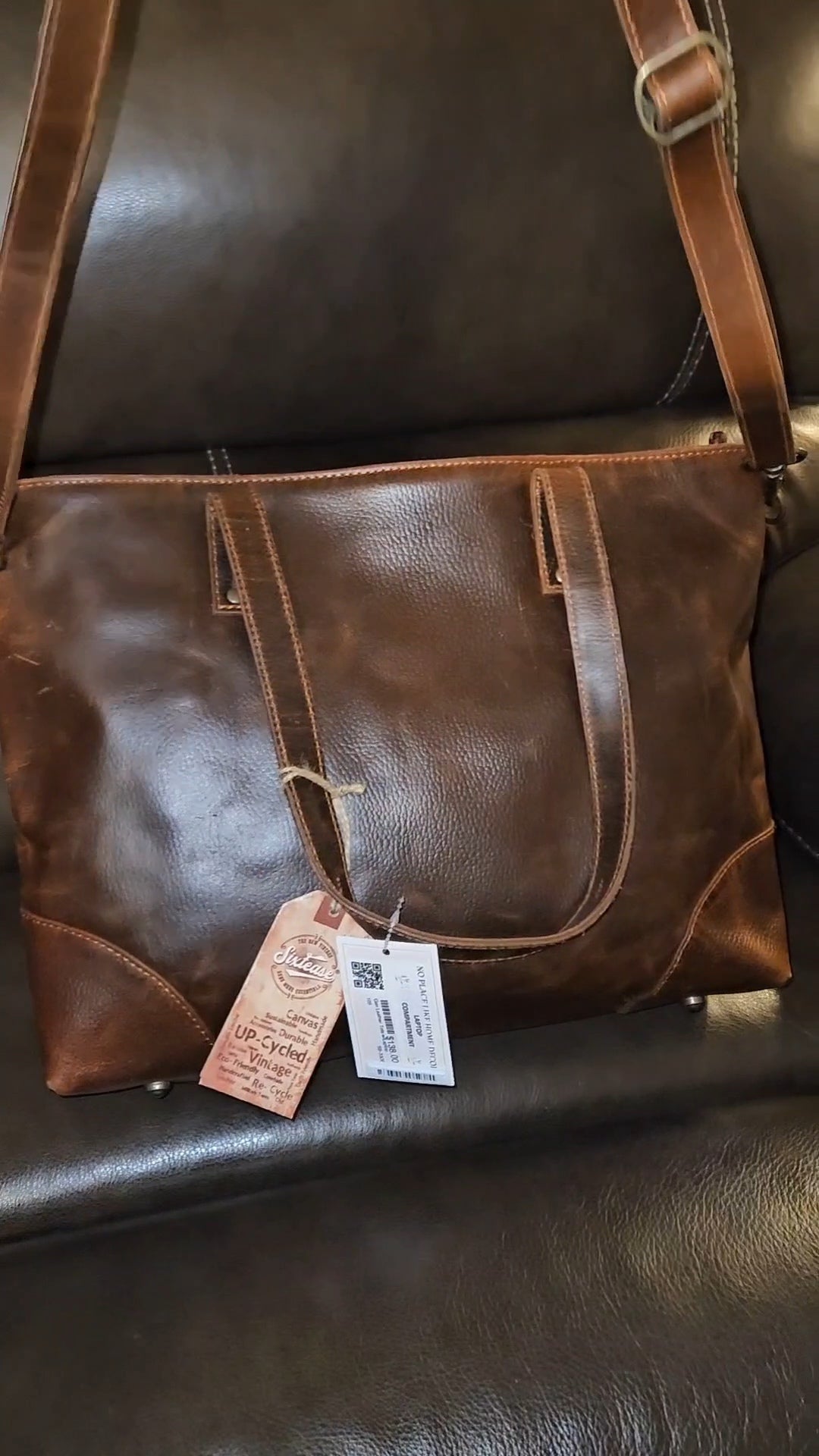 Genuine Leather Tote w/Laptop Compartment