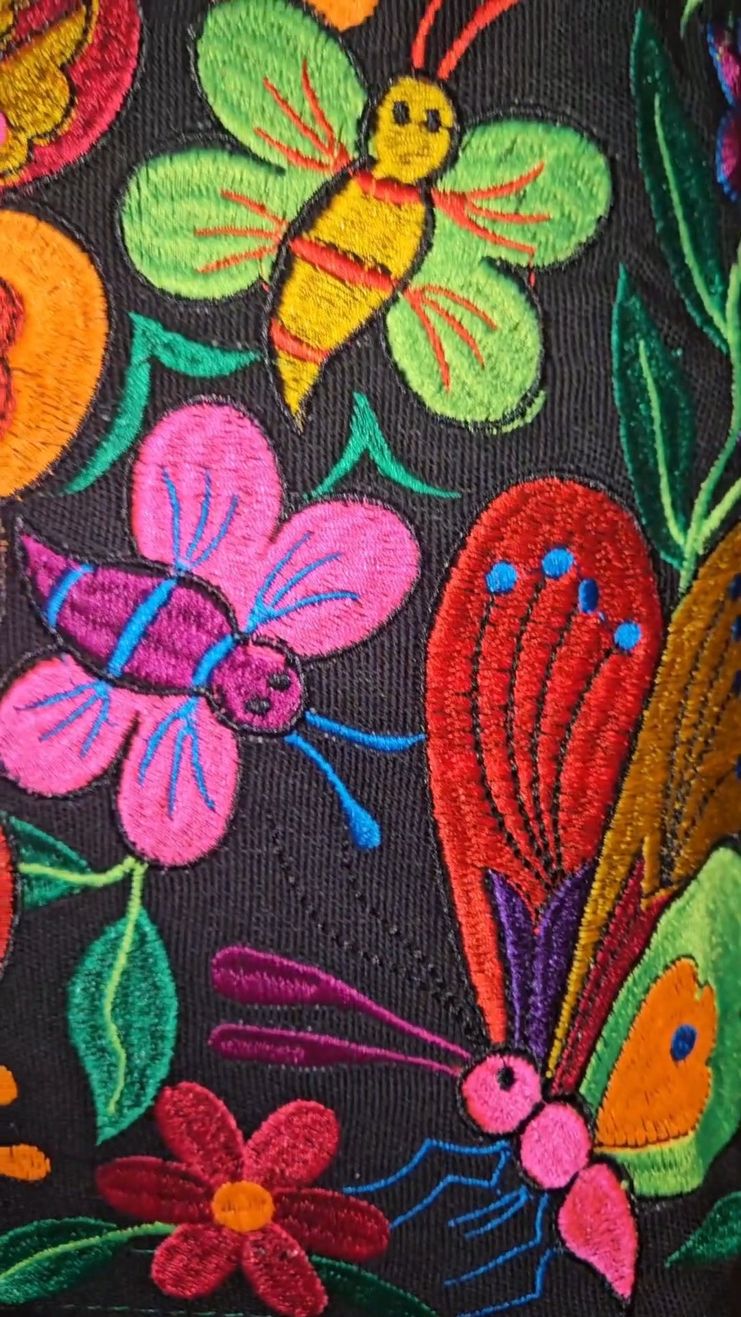 Large Embroidered Butterfly Tote Purse