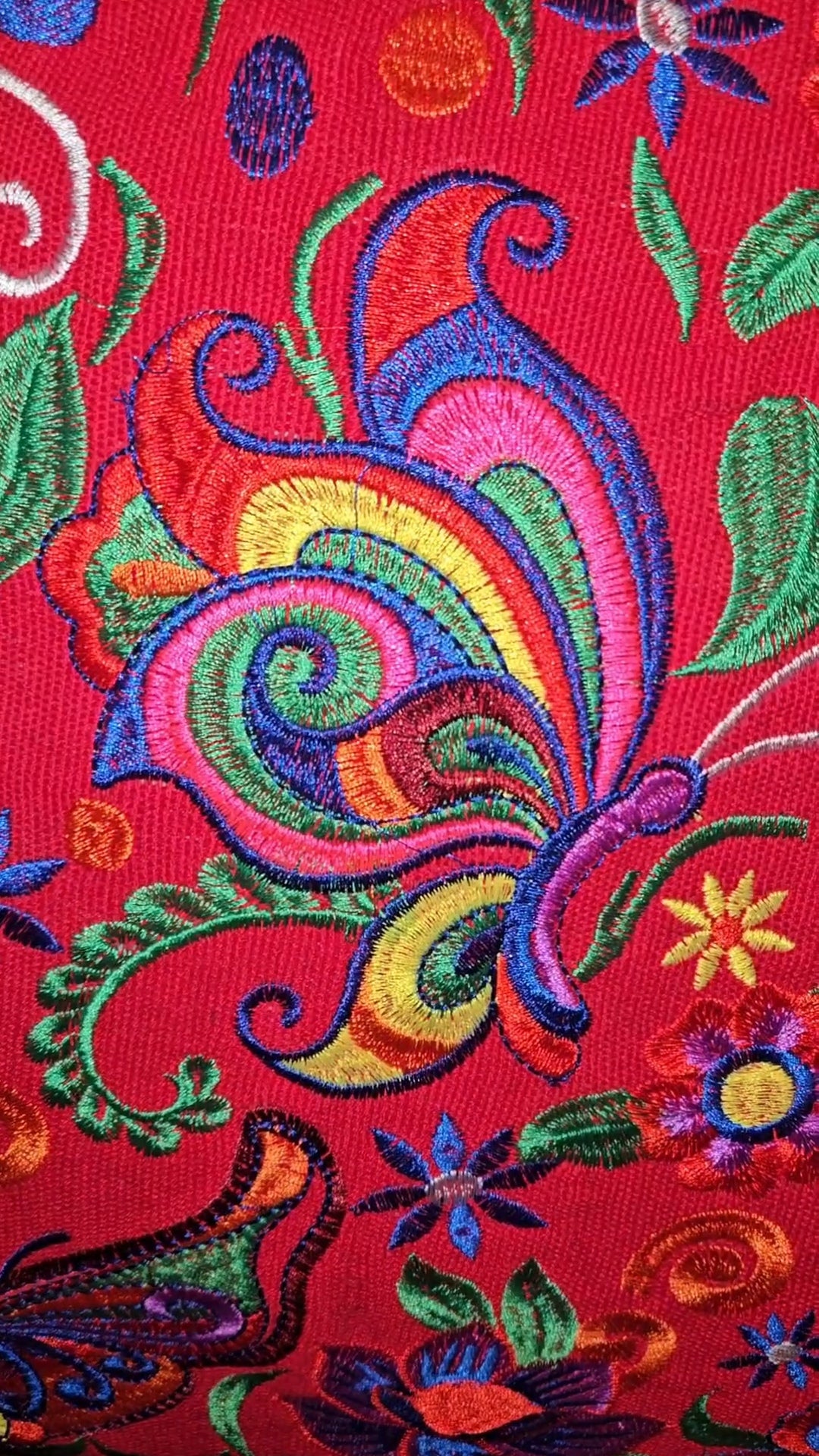 Large Embroidered Butterfly Tote Purse