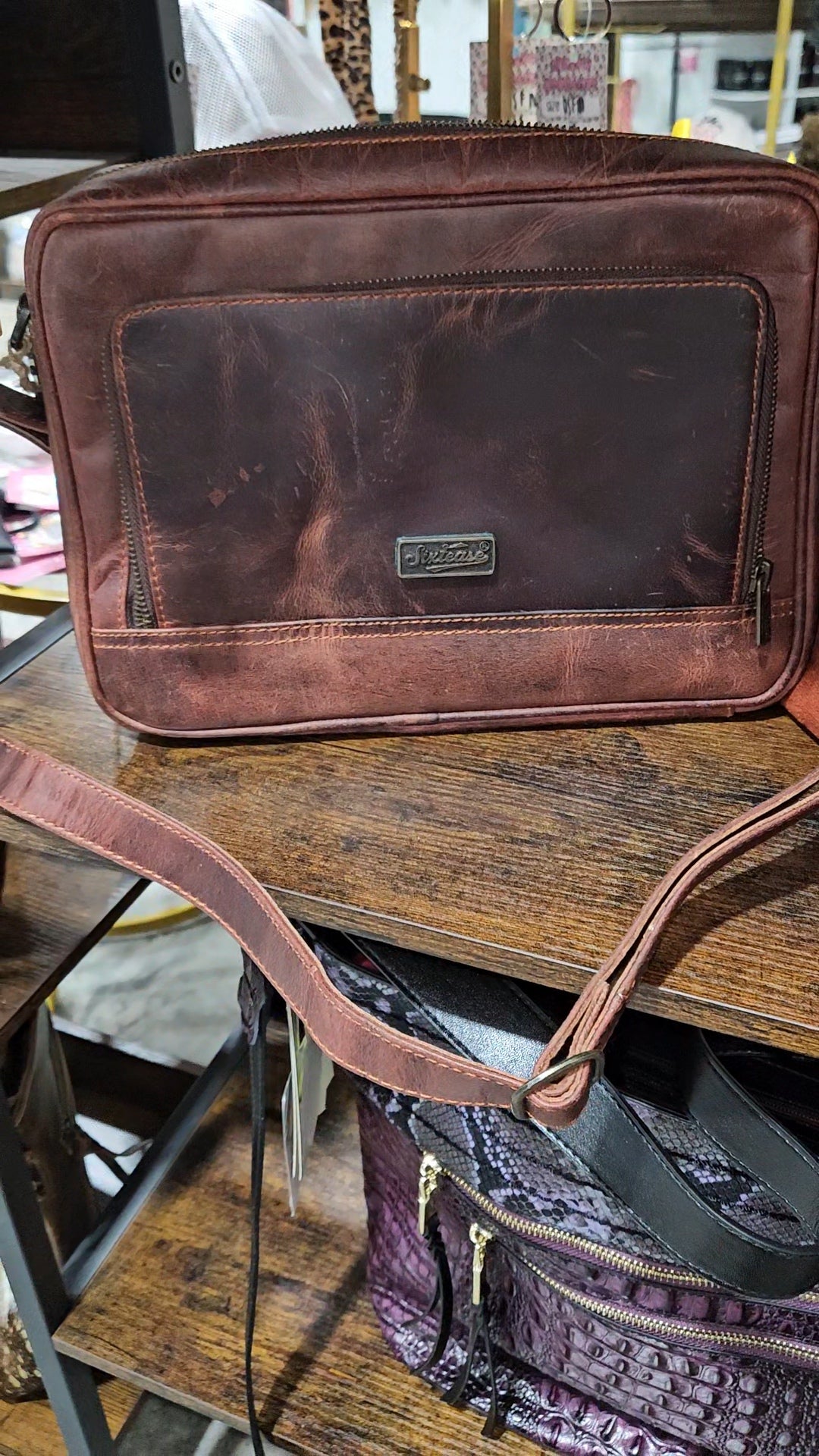 Rustic Genuine Leather Cherry Crossbody