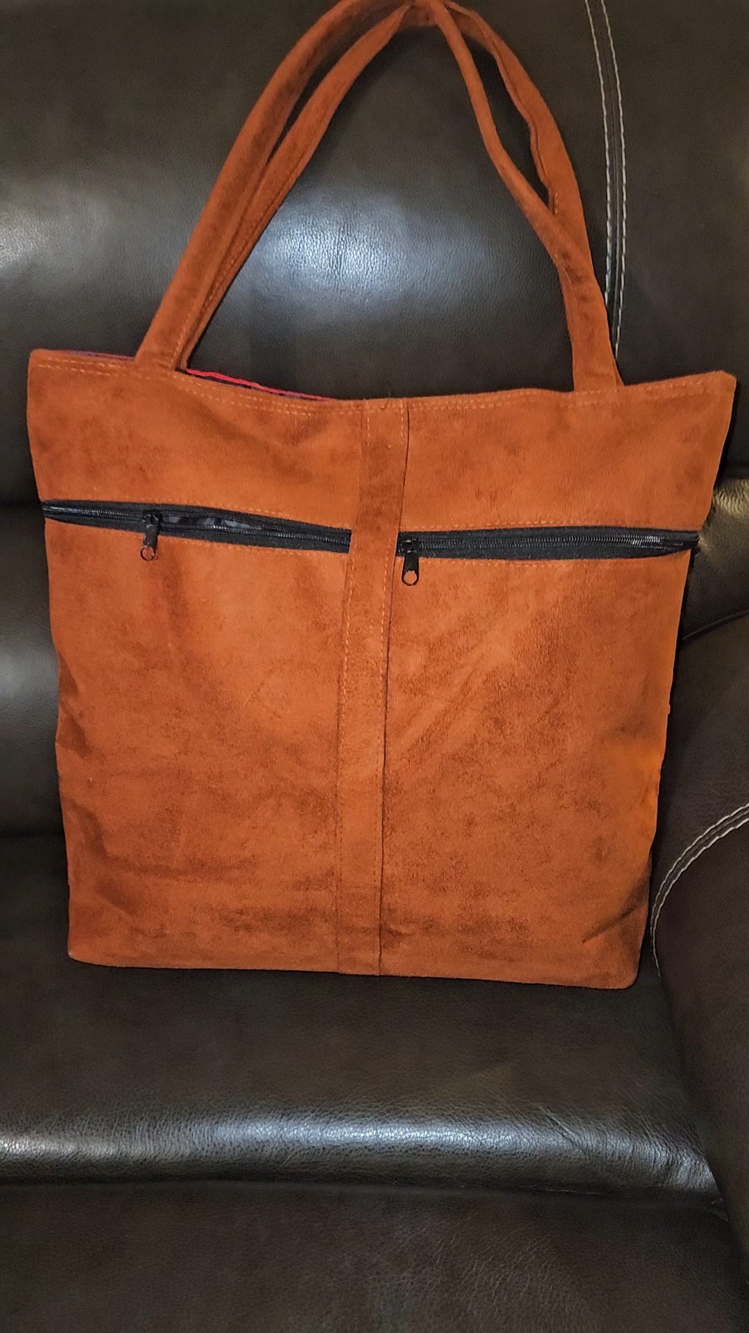 Embroidered Dragonfly Suede Purse Tote Bag