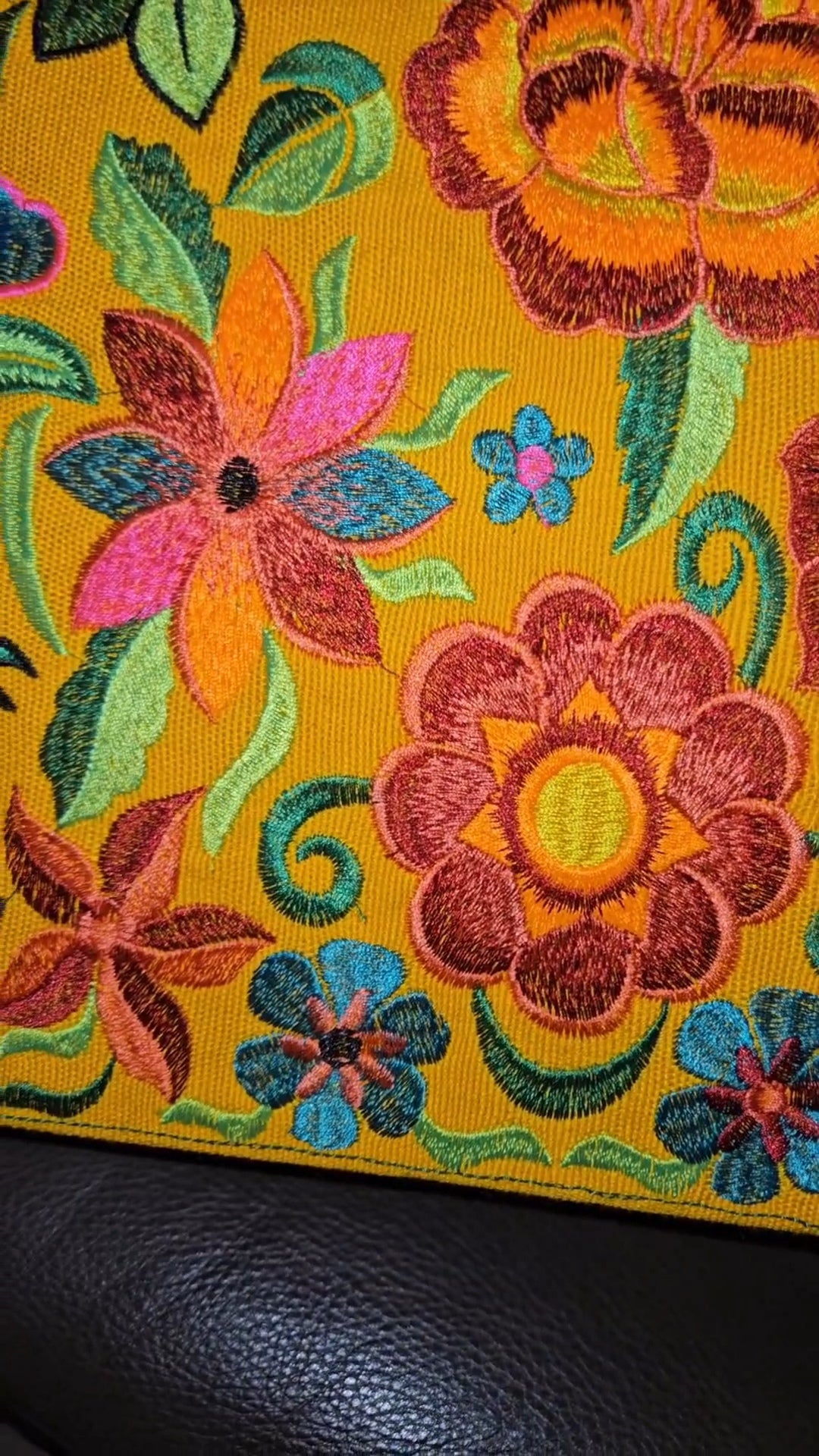 Large Embroidered Floral Tote Purse