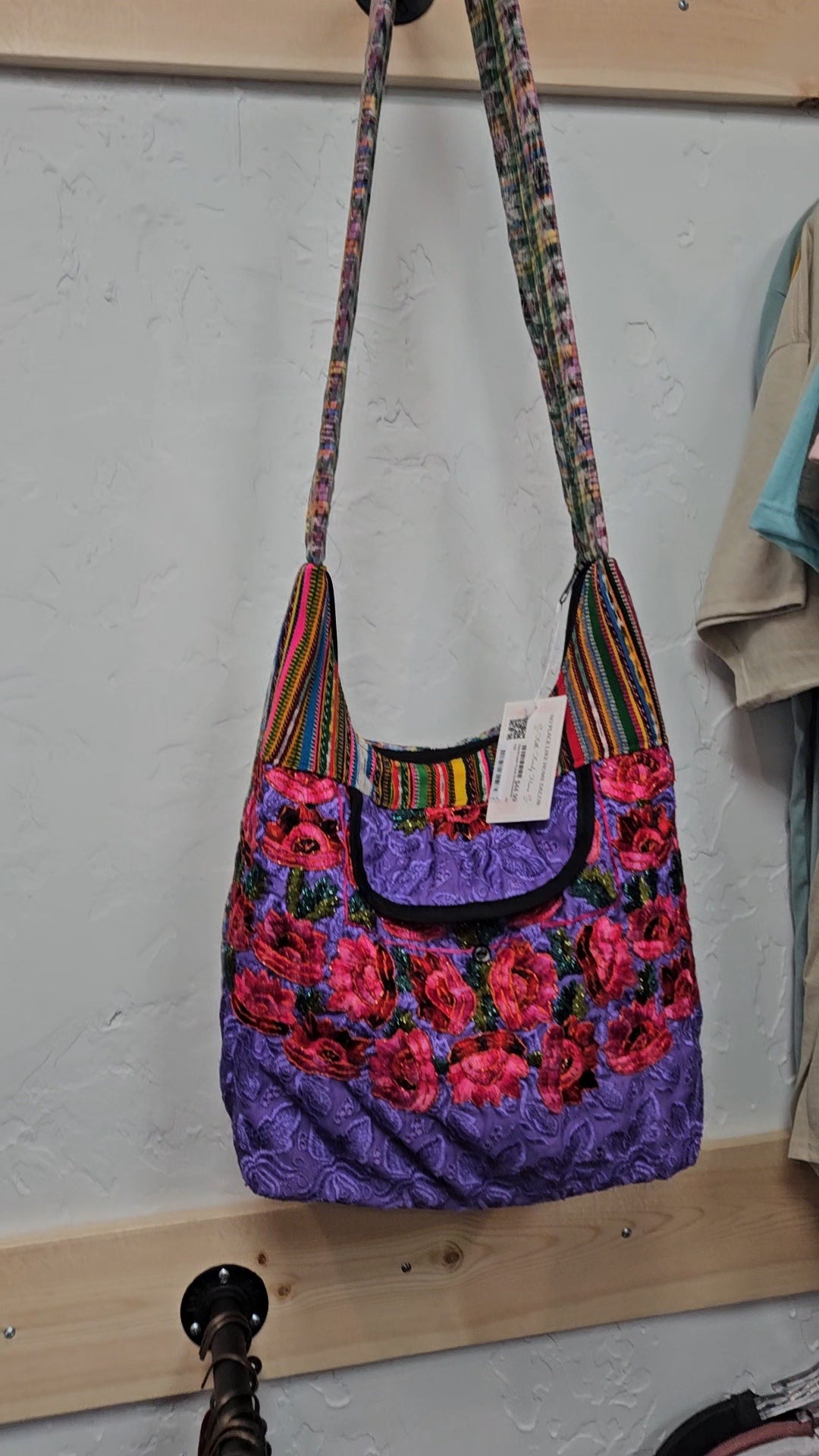 Handmade Floral Embroidered Hobo Bag