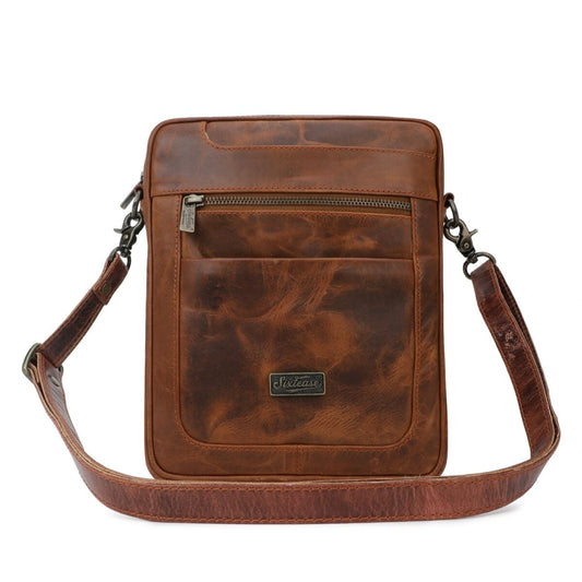 Rustic Genuine Leather Chestnut Crossbody Bag