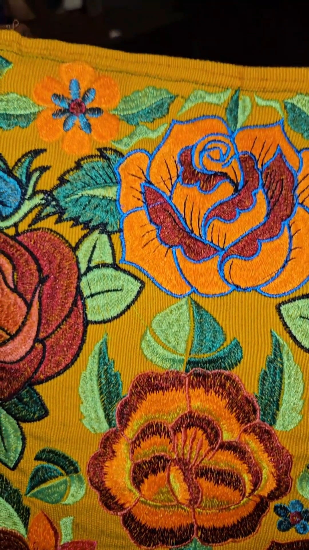 Large Embroidered Floral Tote Purse