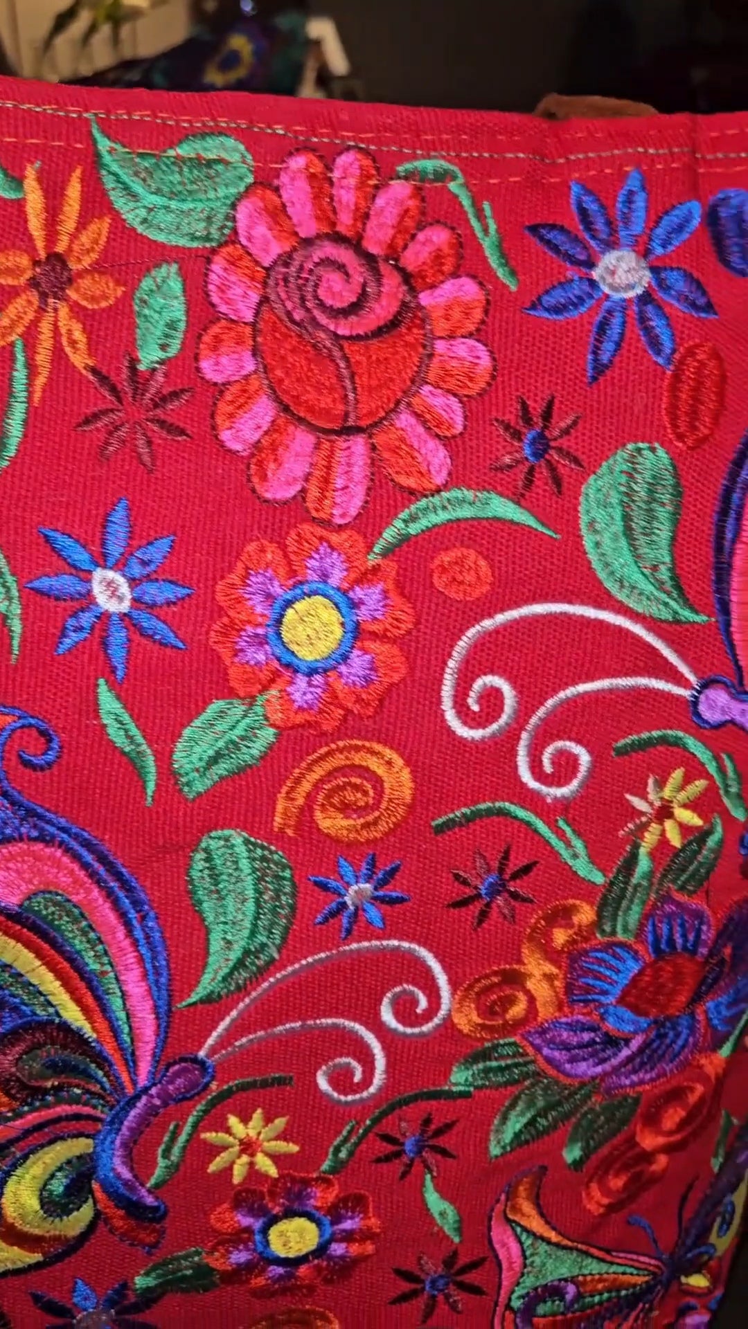 Large Embroidered Butterfly Tote Purse