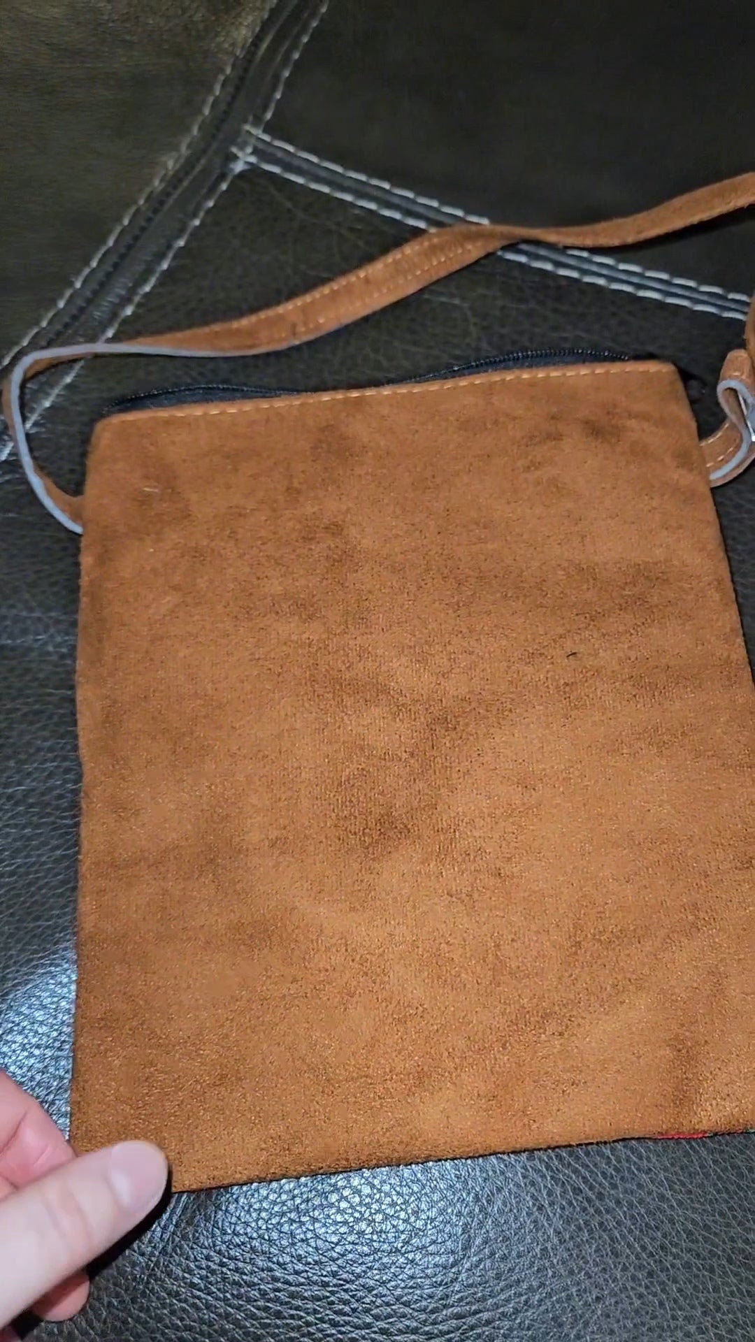 Embroidered Peacock Leather Crossbody Purse