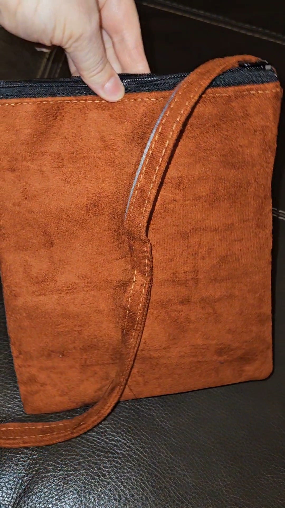 Embroidered Butterfly Leather Crossbody Purse