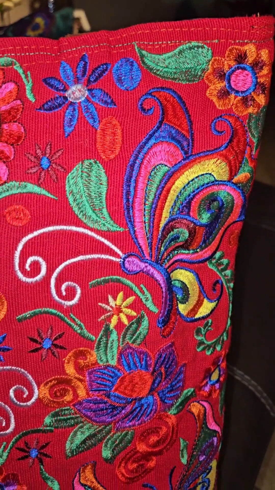 Large Embroidered Butterfly Tote Purse