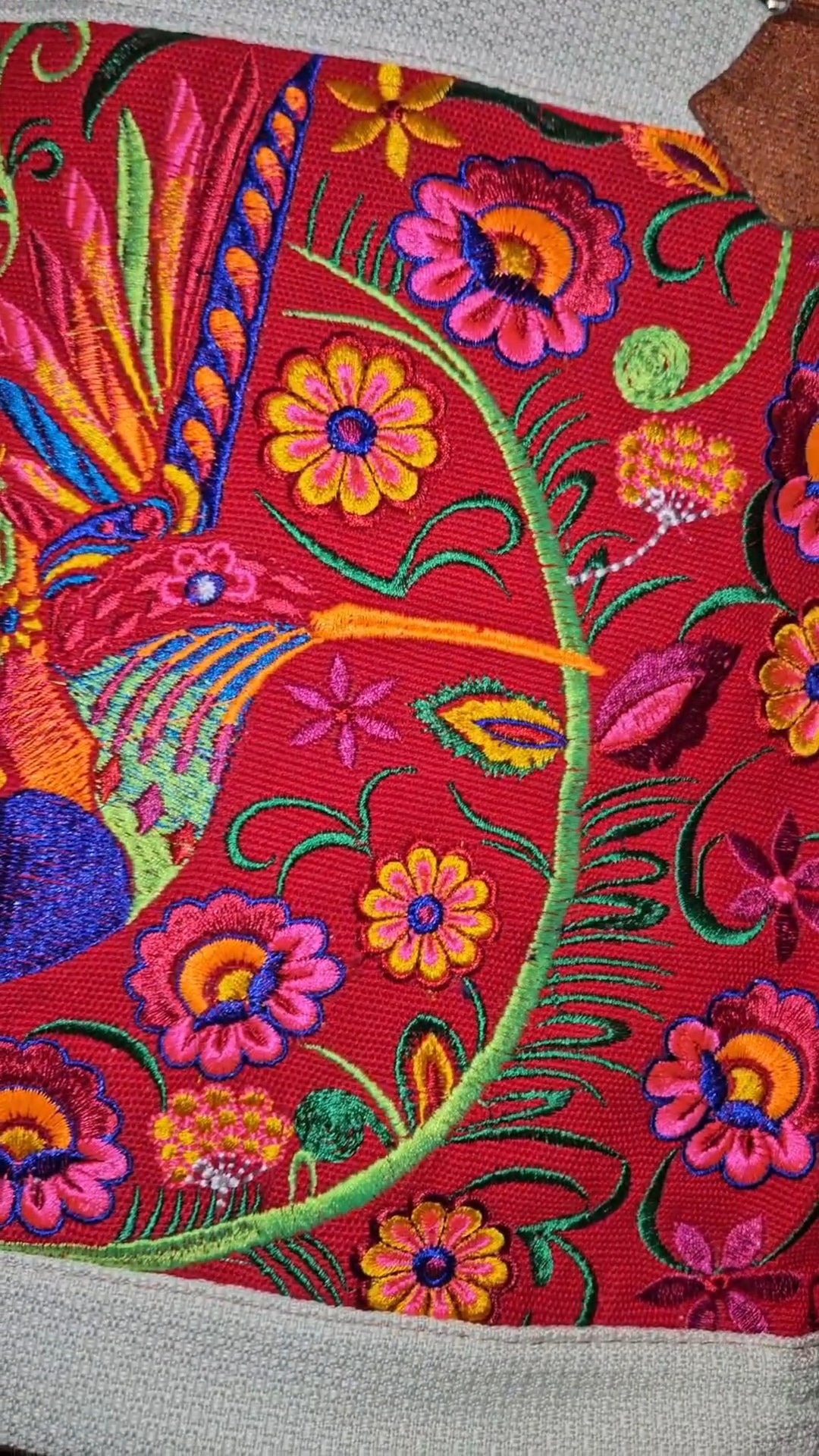 Embroidered Hummingbird Tote Purse