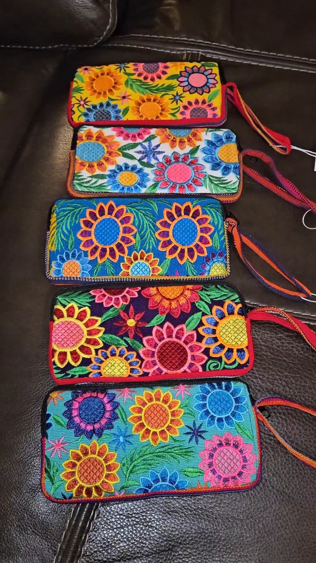 Large Embroidered Coin Purse Wristlet