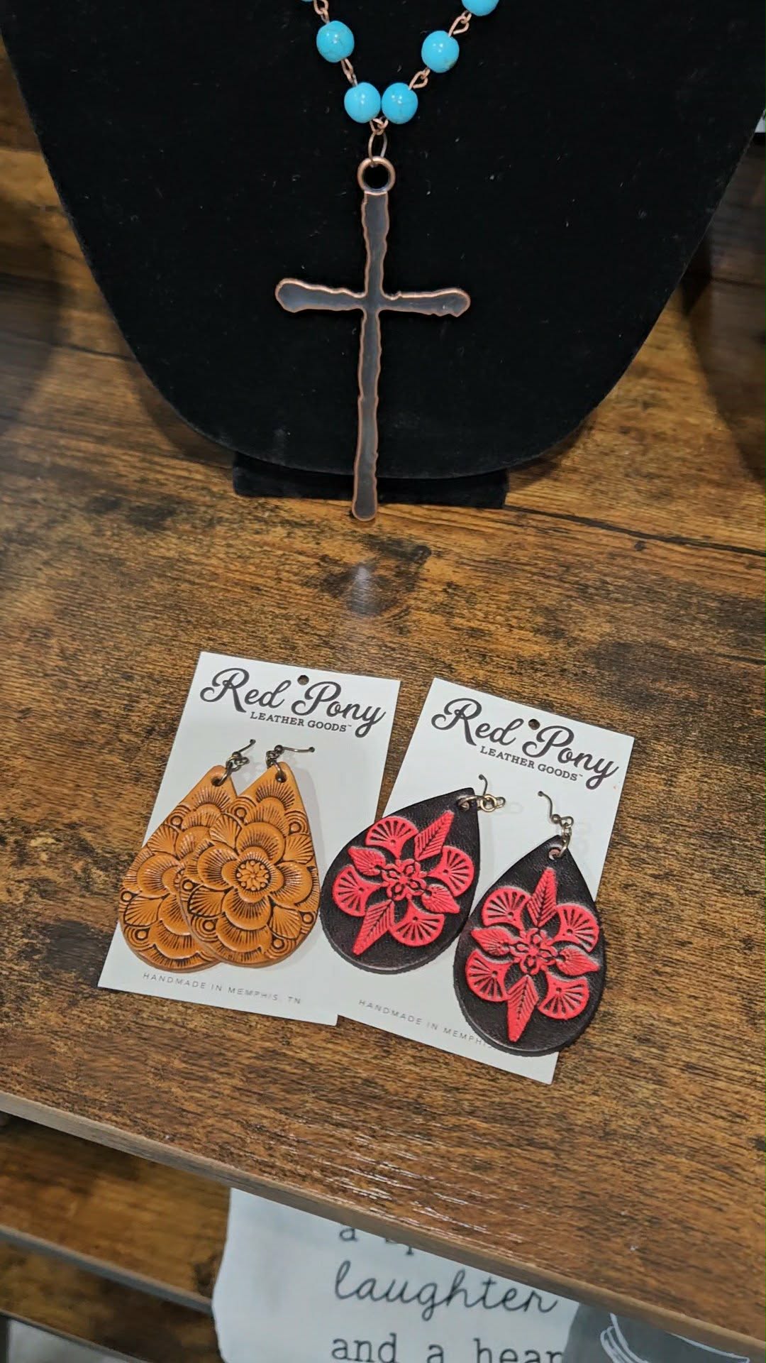 Boho Western Mandala Leather Teardrop Earrings