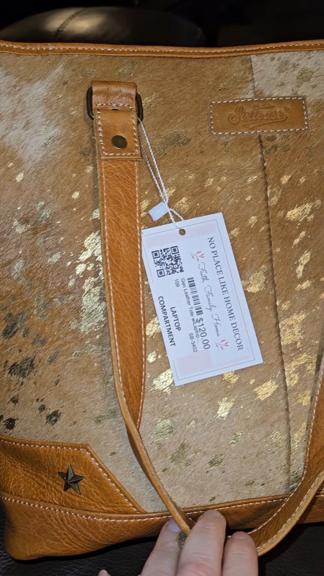 Genuine Leather Tote w/Laptop Compartment