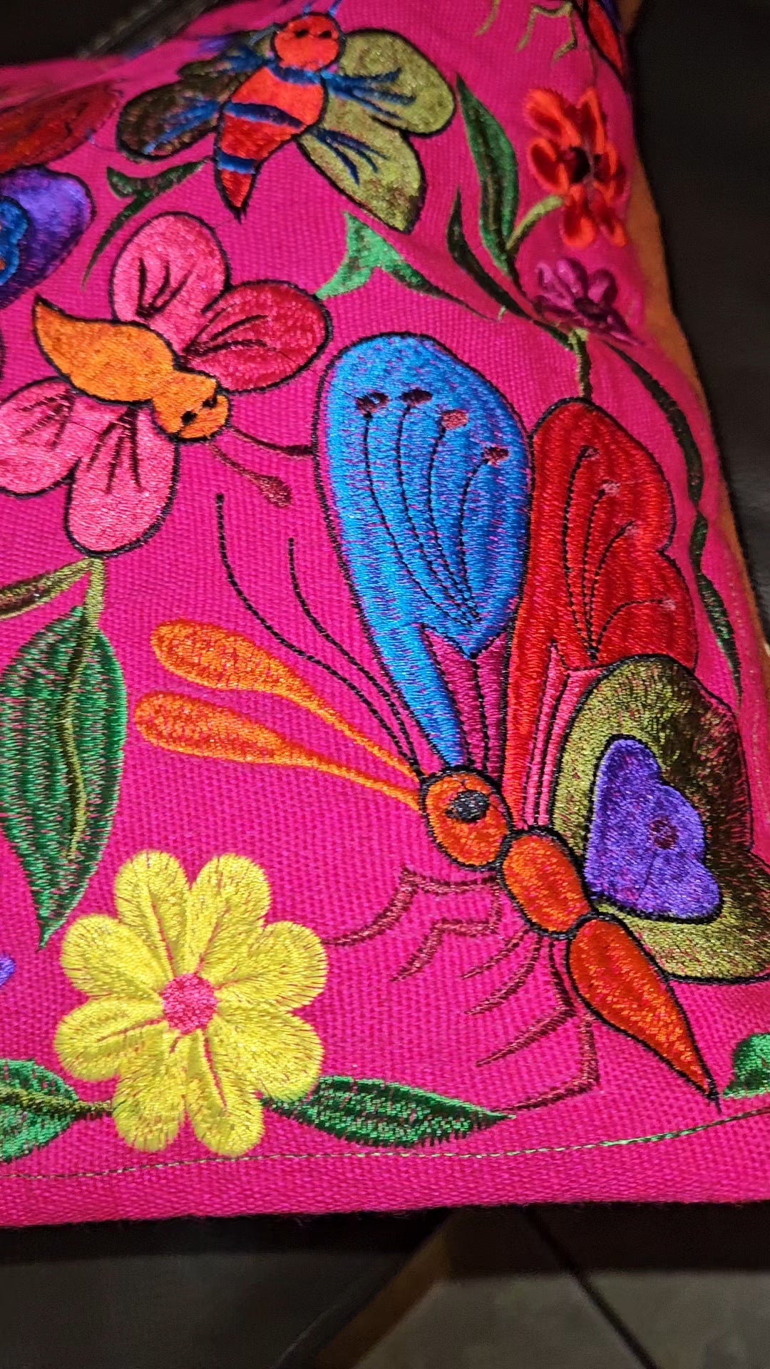 Large Embroidered Butterfly Tote Purse