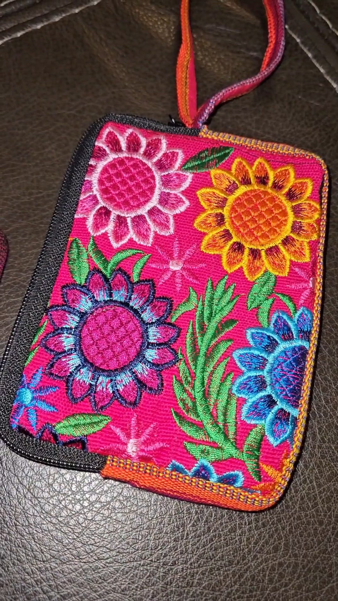 Embroidered Coin Purse Wristlet