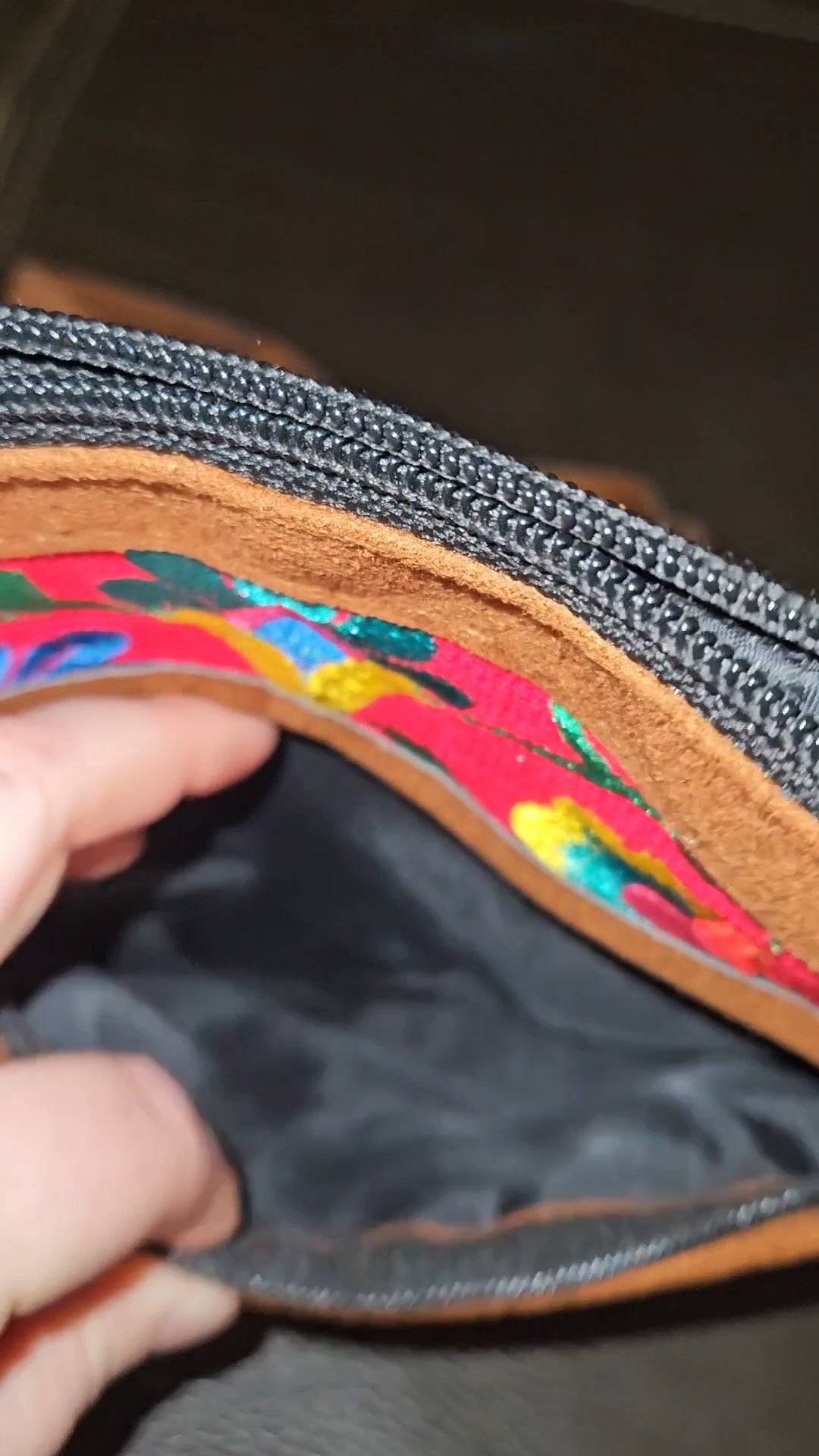 Embroidered Peacock Leather Crossbody Purse