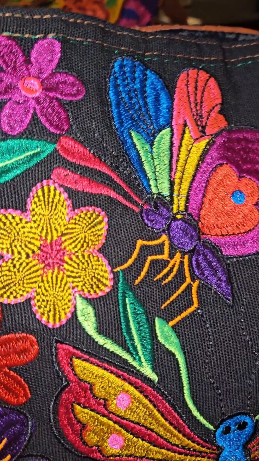 Large Embroidered Butterfly Tote Purse