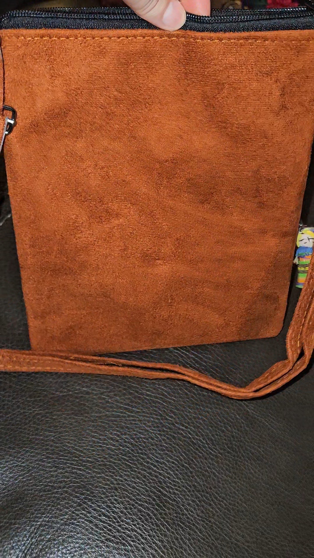 Embroidered Frida Inspired Leather Crossbody Purse