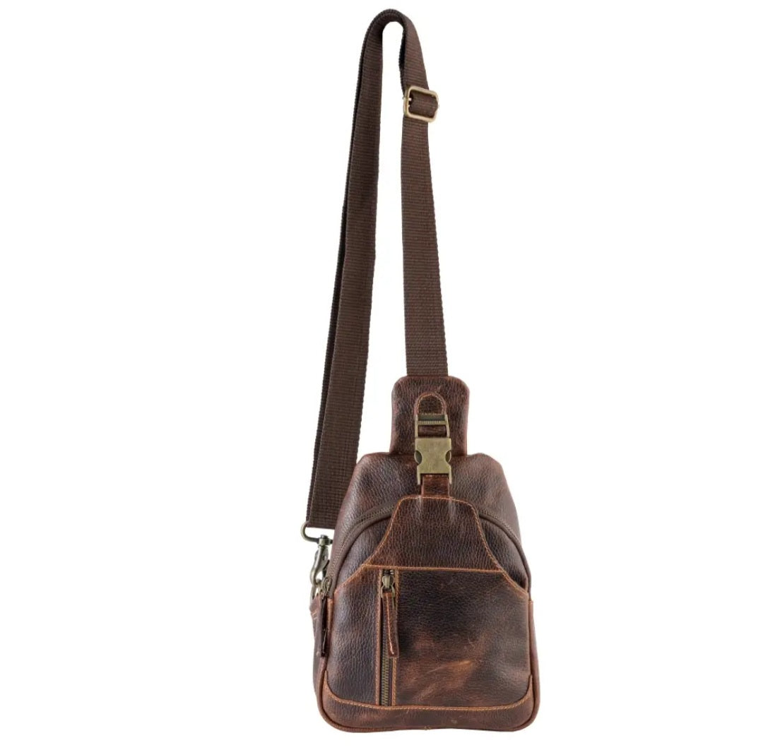 Genuine Leather Rustic Mahogany Sling
