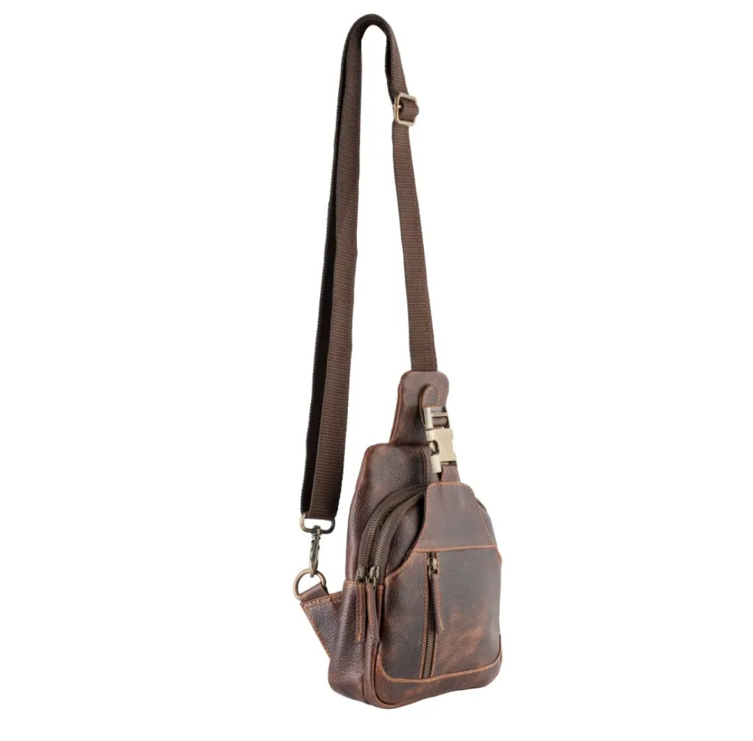 Genuine Leather Rustic Mahogany Sling