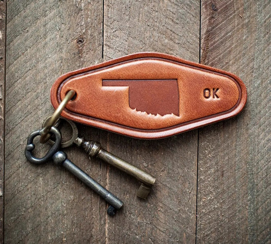Oklahoma Leather Keychain Motel Style