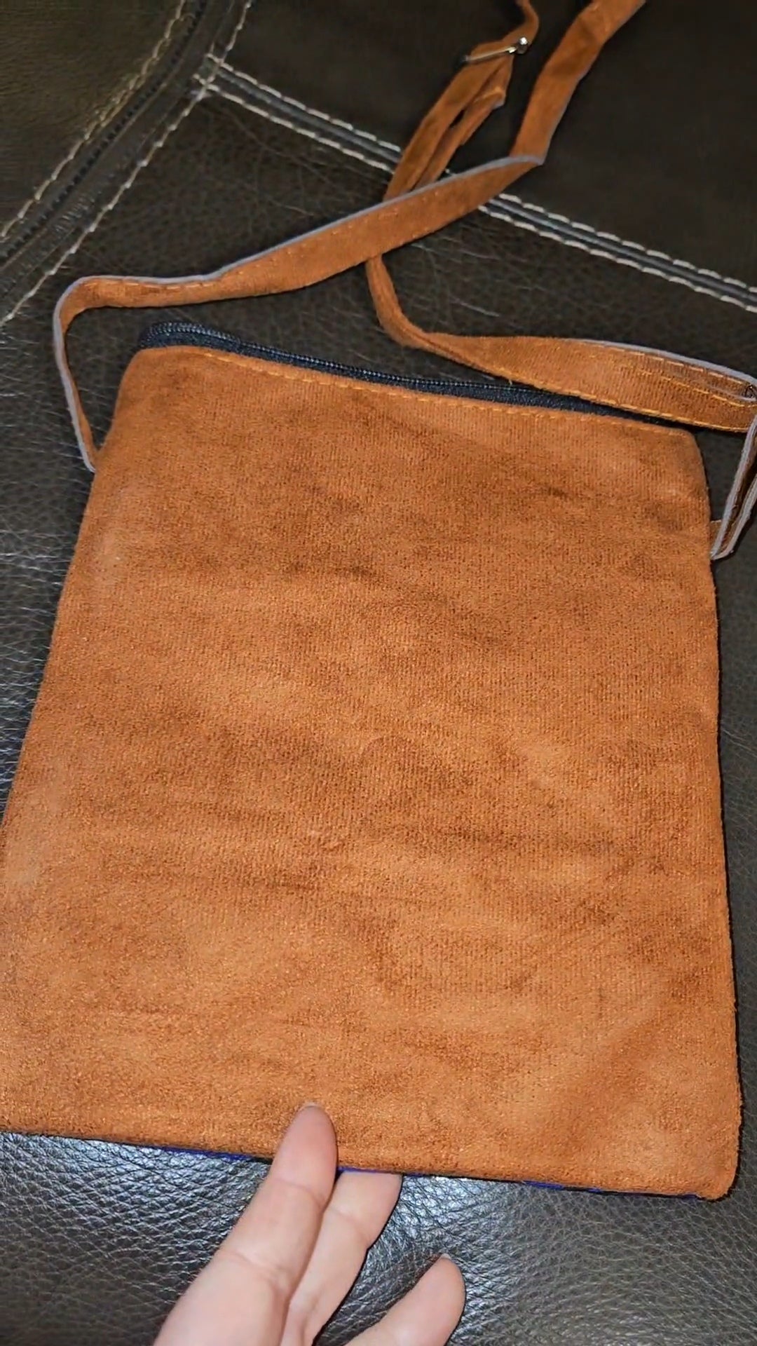 Embroidered Hummingbird Leather Crossbody Purse