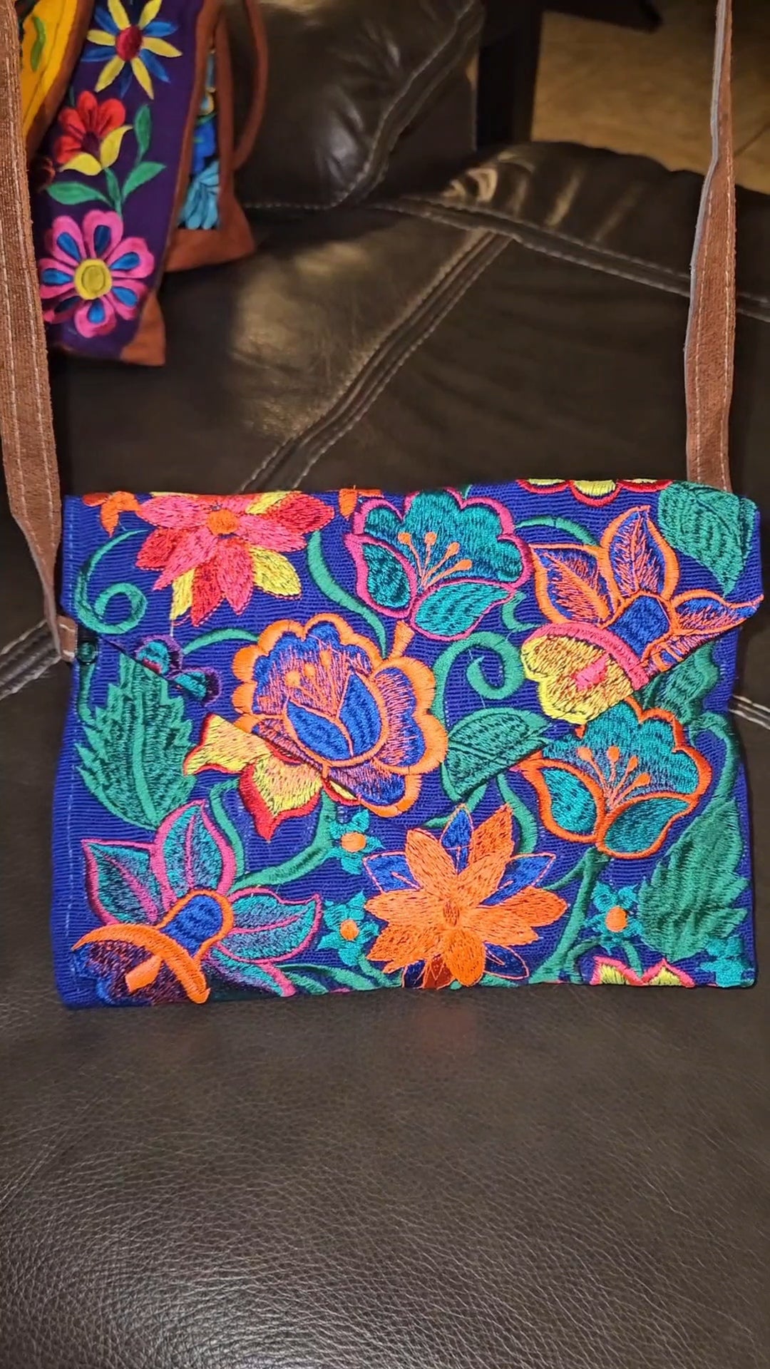Embroidered Floral Envelope Crossbody