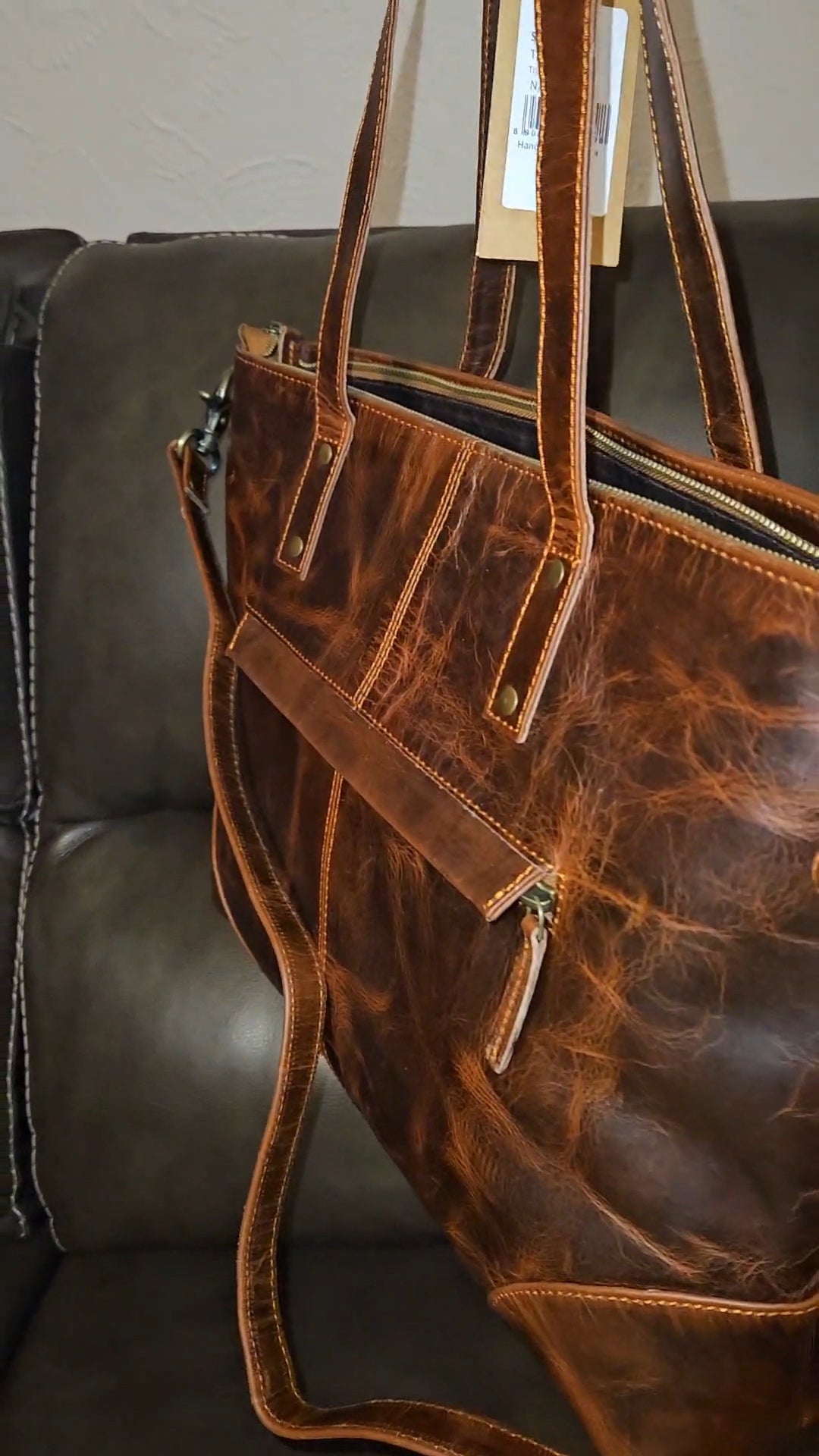 Genuine Leather Tote w/Laptop Compartment