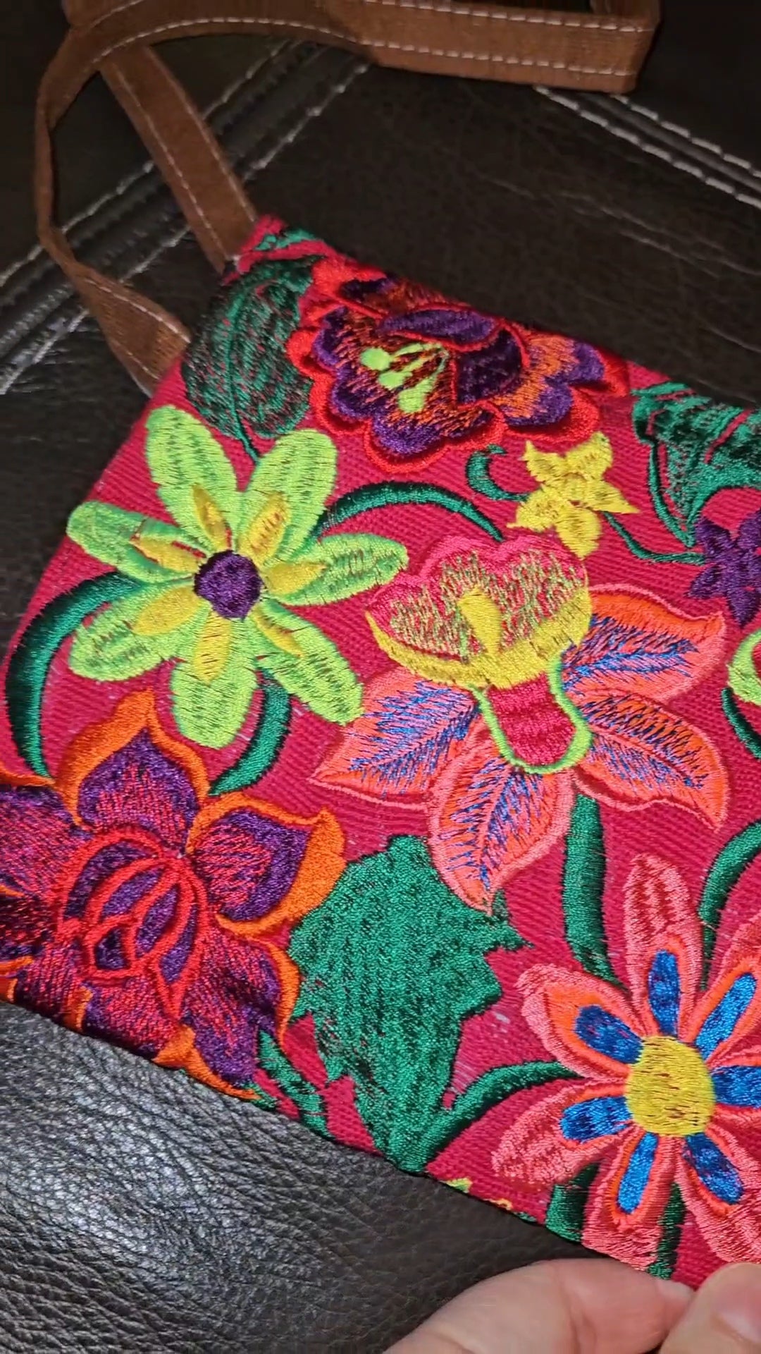 Embroidered Floral Envelope Crossbody