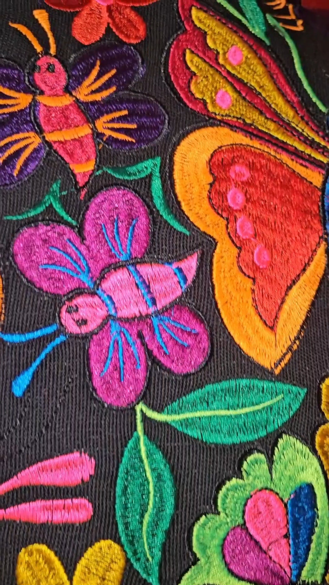 Large Embroidered Butterfly Tote Purse