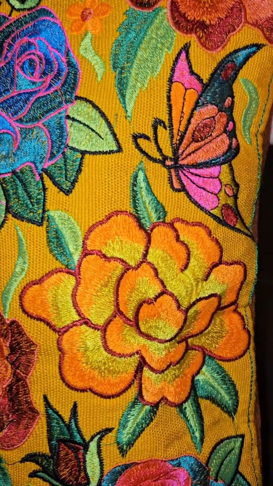 Large Embroidered Floral Tote Purse