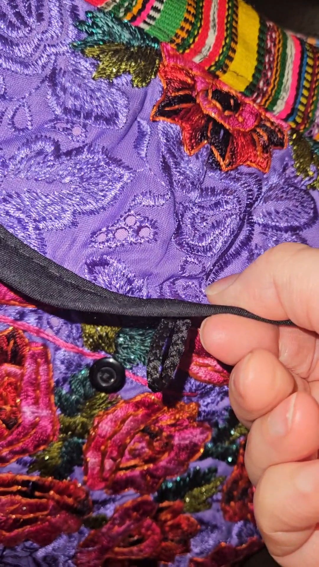 Handmade Floral Embroidered Hobo Bag