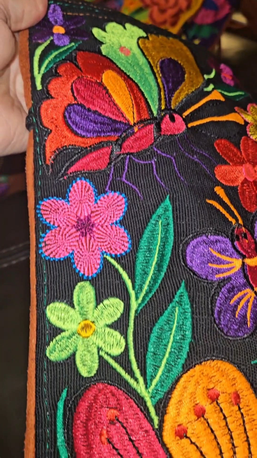 Large Embroidered Butterfly Tote Purse